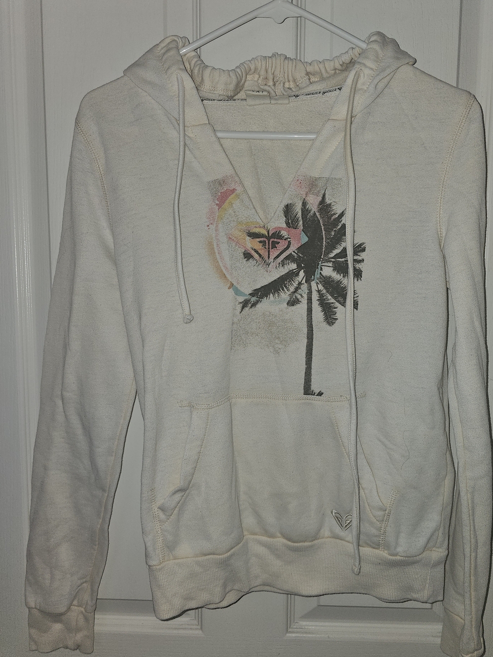 Roxy Cream Hoodie with Palm Tree Graphic